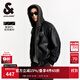 杰克·瓊斯（JACK&JONES）25年男裝秋冬潮流美式街頭風重磅PU連帽棉服男仿皮衣短款棉衣外套 黑色E40 預售11月11日發(fā)貨 L 180