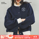 馬登學(xué)院風(fēng)棒球服夾克女秋季美式復(fù)古撞色刺繡百搭毛呢外套保暖上衣 海軍藍(lán) （建議拍小一碼） L