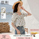 香影方領(lǐng)碎花上衣女2025夏裝新款純棉娃娃衫短袖寬松鎖骨綠色小衫 綠花 L 165/88A/110-125斤