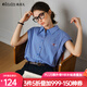 Olrain【MIU系】歐芮兒藍(lán)色格子襯衫2025夏季新款寬松休閑短袖上衣女 藍(lán)色格子 M