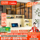 法詩(shī)韻定制全實(shí)木小戶型帶抽屜電腦桌玻璃書(shū)架橡木一體書(shū)柜兒童學(xué)習(xí)書(shū)桌 1.5米長(zhǎng)*2.4米高（四門(mén)書(shū)桌） ENF母嬰級(jí)環(huán)?？咕?8MM加厚橡木