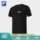 FILA 斐樂(lè)官方男子針織短袖衫2025夏季新款健身運(yùn)動(dòng)簡(jiǎn)約基礎(chǔ)白T恤 深黑-BK L 175/96A/L