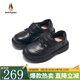 暇步士（Hush Puppies）童鞋兒童皮鞋牛皮真皮黑色男孩演出禮服西裝時裝男童單鞋子 HP5801002黑色真皮款 37