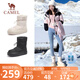 駱駝（CAMEL）雪地靴女簡(jiǎn)約厚底束帶中筒保暖靴 L23W577074 米色 39 