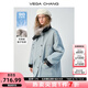 VEGA CHANG羽絨服女款冬季2025年新款90白鴨絨貉子毛領(lǐng)保暖外套 霧藍色 M