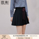 香影學(xué)院風(fēng)藏青色百褶半身裙女2025秋裝新款小個(gè)子短款高腰a字裙 藏青 S 155/60A/85-95斤