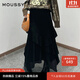 moussy 新品法式田園風(fēng)不規則荷葉邊半身裙028IAZ31-1012 020黑色 M