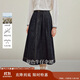 茵曼百搭高腰牛仔半身裙2025秋女裝新款顯瘦a字長裙 深牛仔藍(lán) S