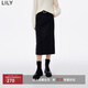 LILY春新款女裝時(shí)尚氣質(zhì)通勤顯瘦高腰長(cháng)款鉛筆裙商務(wù)半身裙女 510黑 S