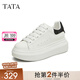 他她（TATA）小白鞋2025秋季新款奶油泡泡厚底女鞋增高松糕鞋板鞋 白/黑（刺繡版） 34