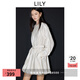 LILY氣球裙2025春法式垂感氣質(zhì)插肩燈籠袖腰帶長袖蓬蓬裙連衣裙女 703米色 S