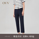OVV2023秋冬新款女裝雙層彈力羊毛無(wú)腰小腳褲舒適休閑長(cháng)褲 藏青（凈色）B8 M