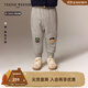 Teenie Weenie Kids小熊童裝25新款秋冬男女寶寶熊頭貼布加絨衛褲 花灰色 90 cm