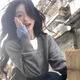 微光里假兩件慵懶風(fēng)毛衣女秋冬穿搭內搭打底長(cháng)袖上衣寬松外套灰色針織衫 灰色 均碼 【建議90-120斤】