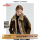 VEGA CHANG仿麂皮外套女2025秋冬新款牛角扣復(fù)古美拉德風(fēng)皮毛一體 復(fù)古棕 L