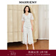 MAXRIENY優(yōu)雅復(fù)古感釘珠領(lǐng)連衣裙開衩裙子仙女長裙 米白 S 01/34