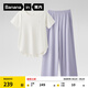 蕉內(nèi)（Bananain）【周冬雨同款】氮?dú)?05Dry女士家居服輕運(yùn)動(dòng)瑜伽速干夏季涼感睡衣 【圓領(lǐng)長(zhǎng)褲】冰島紫 S