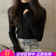 歐貝汐半高領(lǐng)毛衣女修身春秋冬季百搭春秋內搭打底針織衫長(cháng)袖上衣 黑色 均碼