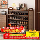 DSRAWMYT鞋架 多層家用門(mén)口輕奢高級感入戶(hù)門(mén)窄小復古風(fēng)藤編楠竹鞋柜