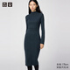 優(yōu)衣庫合作款女裝3D精紡美利奴羊毛混紡連衣裙長(cháng)袖裙子新款479754 68 深藍色 L /160/88A