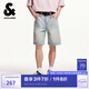 杰克·瓊斯（JACK&JONES）男裝貓須水洗舒適百搭時尚酷帥高街個性簡約風牛仔短褲225243021 C40淺牛仔藍 M (175)