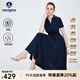 Navigare意大利小帆船短袖連衣裙女士夏季V領(lǐng)修身裙子時(shí)尚棉感針織長(cháng)裙女 藏青 XL 碼