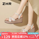 ZHR涼鞋女夏季坡跟小個(gè)子女鞋沙灘波西米亞風(fēng)鞋子女 M622 米色  34 