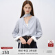 自巧小個(gè)子通勤條紋飄帶襯衫女長(cháng)袖2025春裝新款雙領(lǐng)型慵懶風(fēng)襯衣 藍白條領(lǐng)帶款 S （3碼）