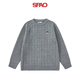 SPAO絞花圓領(lǐng)針織衫男女2025冬季保暖寬松內搭套頭毛衣SPMS25SZ04XY 灰#SP藍帽子熊-貼布繡 L