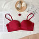 錦鯉紅色內衣本命年女小胸聚攏無(wú)鋼圈防下垂半杯文胸內褲套裝 紅色單件 L 36/80