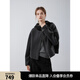 ELLE高級感連帽羊絨雙面呢大衣女2025冬季新款寬松氣質(zhì)毛呢短外套 深灰 M