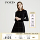 PORTS寶姿女裝秋冬新品長袖中長連衣裙 黑/白 XL