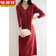 恒源祥女裝羊毛裙子女2025秋冬款小個(gè)子連衣裙純色長(cháng)款過(guò)膝裙顯瘦打底裙 磚紅色 XL