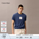 Calvin KleinJeans25春夏男士簡(jiǎn)約ck鏤空字母膠印純棉針織短袖T恤4RB842G RLY-鐵藍 L