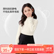 左西女童打底衫半高領(lǐng)長(cháng)袖T恤兒童上衣2025新款女孩保暖衣 奶白色 130