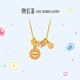 潮宏基 小花貓足金項鏈古法琺瑯跑環(huán)黃金套鏈頸飾禮物女 計價(jià)新年禮物 鏈長(cháng)約42cm+ 6克