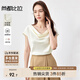 尚都比拉職場(chǎng)通勤雪紡衫女夏季顯瘦時(shí)尚襯衫設計感短袖上衣 杏色  M 
