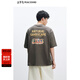 太平鳥(niǎo)男裝【晚心聯(lián)名】重磅刺繡短袖T恤夏新款后背印花青年體恤 棕色 第一批 XL
