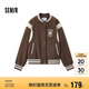 森馬（Semir）外套女刺繡拼接撞色寬松夾克2024冬季仿毛呢棒球服109724108004