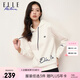 ELLE ACTIVE 經(jīng)典百搭運(yùn)動(dòng)休閑連帽衛(wèi)衣女裝初秋簡約字母印花顯瘦套頭衫 白色 M