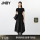 JNBY/江南布衣25夏新品連衣裙優(yōu)雅拼接修身短袖圓領(lǐng)黑裙5P4G13700 001/本黑 S