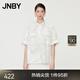 江南布衣（JNBY）【商場同款】24春夏新品襯衣短袖抽象蝴蝶印花休閑寬松5O5215510 199/白底多彩花型 S