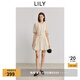 LILY2025夏新款法式垂感插肩燈籠袖腰帶短袖蓬蓬裙連衣裙女氣球裙 604米白 M