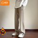 棉致燈芯絨褲子男秋冬季新款寬松直筒闊腿運動(dòng)休閑褲男士長(cháng)褲加絨加厚 卡其色【0346加絨高品質(zhì)】 2XL 140-160斤