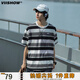 viishowcityboy撞色條紋情侶短t短袖T恤男春夏新款日系寬松t 黑色條紋 XL