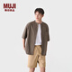 無印良品（MUJI） 男式  易干 立領(lǐng) 五分袖襯衫 男士襯衣  AC4ASA4A 深咖啡棕色 M （170/92A）