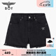 BOY LONDON25新款春夏女款純色修身潮牌磨邊牛仔短褲W53003 黑色 26