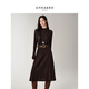 玖姿·安娜蔻極簡(jiǎn)靜奢風(fēng)半高領(lǐng)X型長(cháng)袖針織連衣裙女2025冬季新款 深咖啡 L