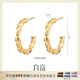 白嵐麻花耳環(huán)女S925銀耳釘時(shí)尚潮流素圈耳飾簡(jiǎn)約優(yōu)雅氣質(zhì)生日禮 金色大號(hào)