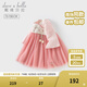 戴維貝拉（DAVE＆BELLA）小童連衣裙女童國風(fēng)漢服2025新款秋裝兒童網(wǎng)紗裙女寶寶裙子童裙 灰粉色【現貨】 110 cm（建議身高100-110cm）